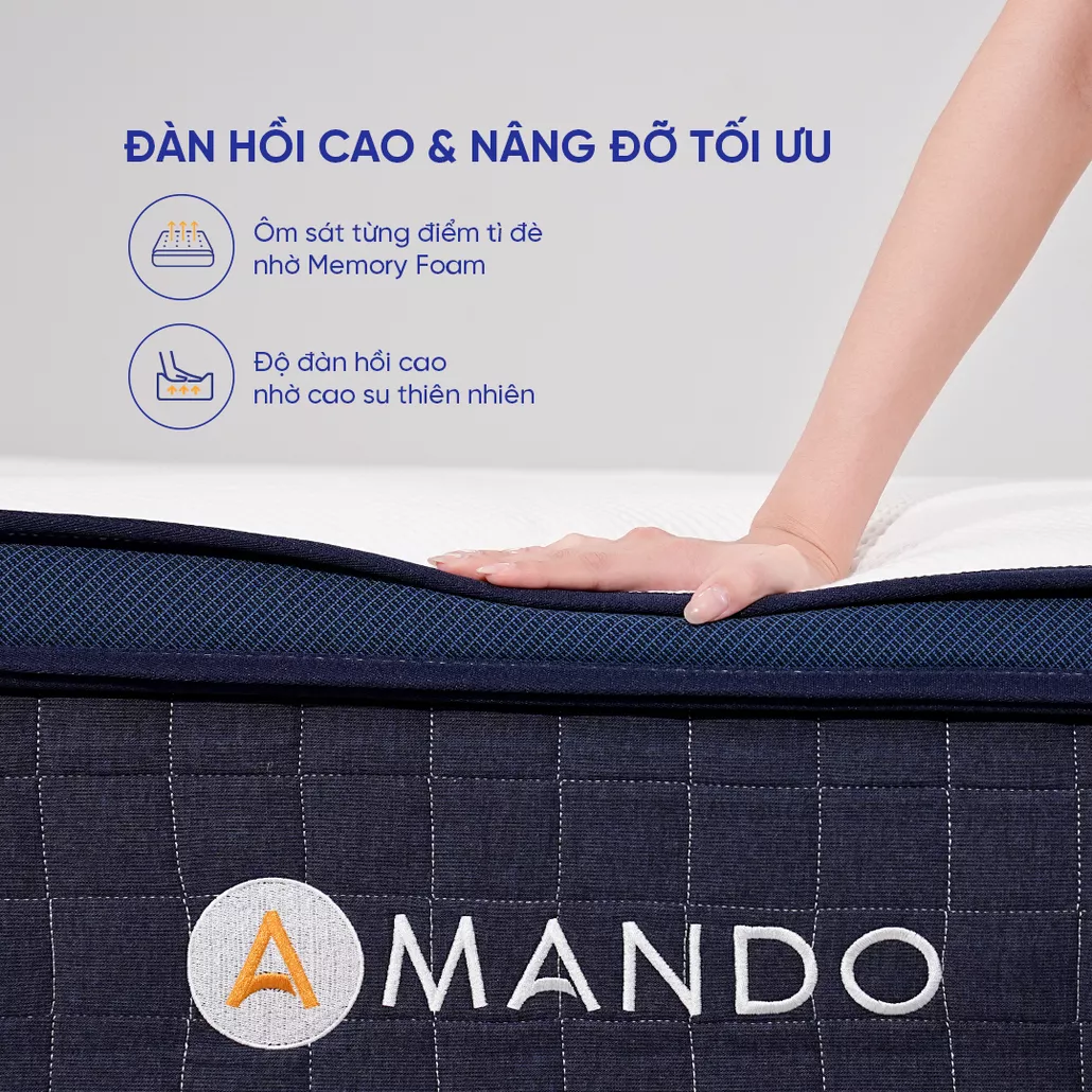 Nệm lò xo Amando Innovation đàn hồi cao, nâng đỡ 7 vùng cơ thể