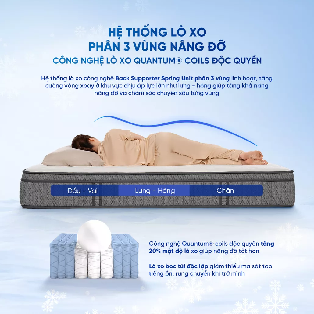 Hệ thống lò xo túi độc lập 3 phân vùng độc quyền Back Supporter Spring Unit 