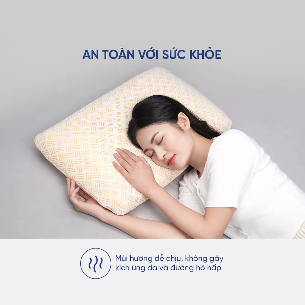 Gối cao su Kim Cương Ovany 100% cao su thiên nhiên, an toàn sức khỏe, thoáng khí