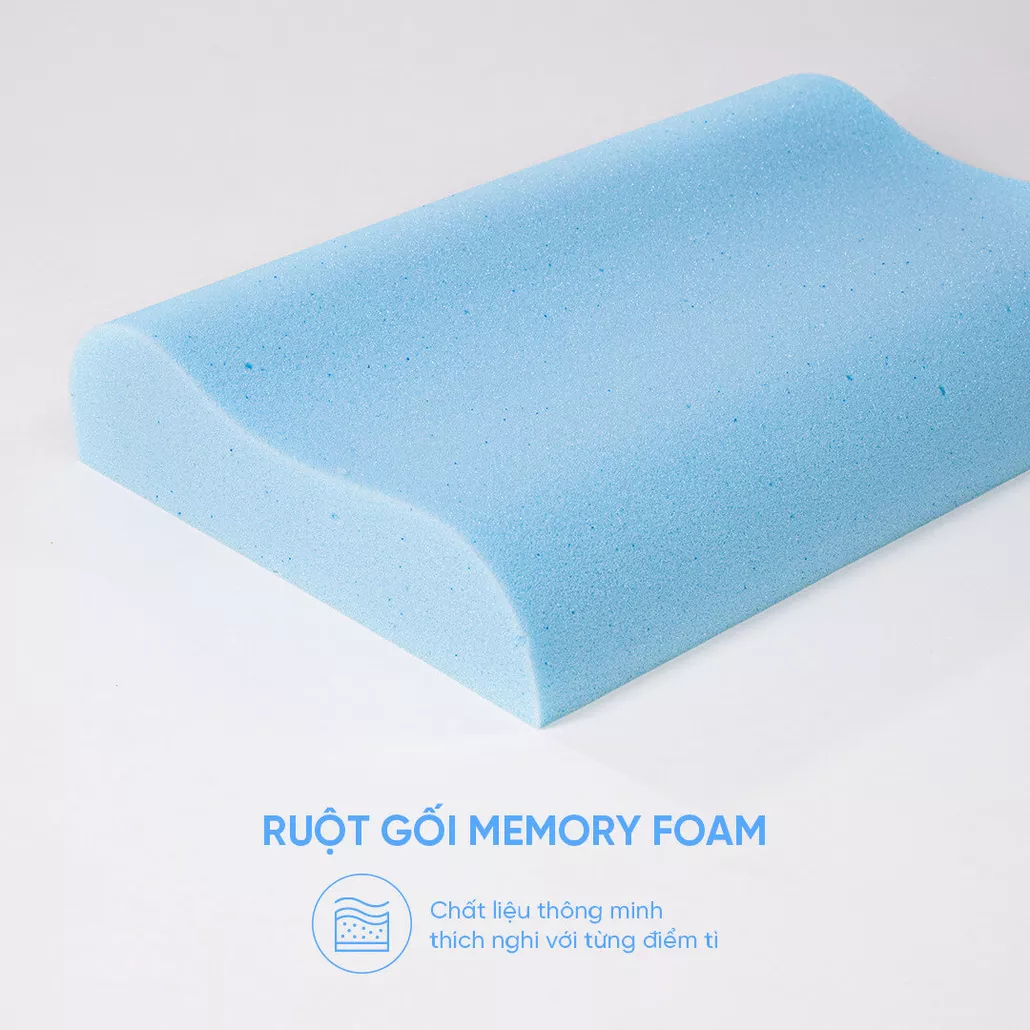 Gối memory foam công thái học Comfy Nami làm mát, ôm sát đường cong cổ vai gáy