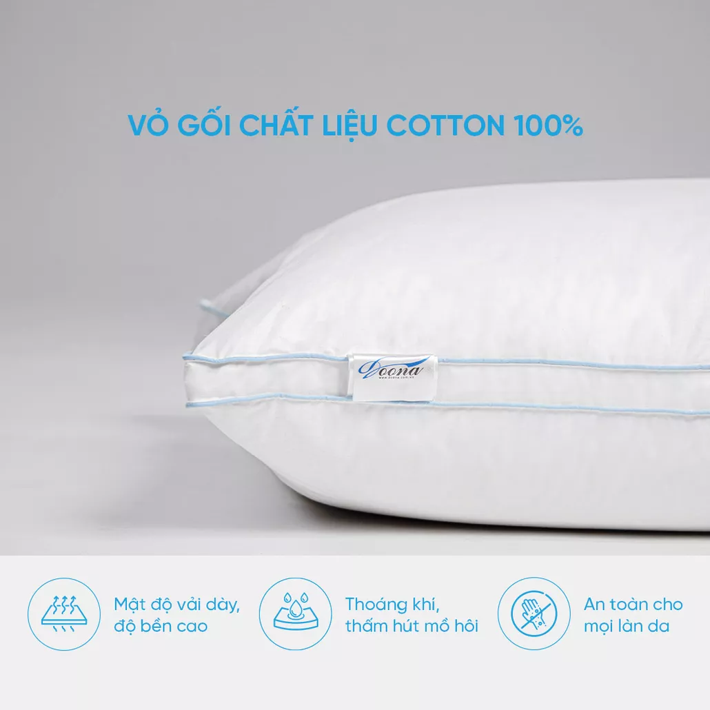 Gối lông vũ cao cấp Doona Sandwich êm ái, thoáng khí, kháng khuẩn cao