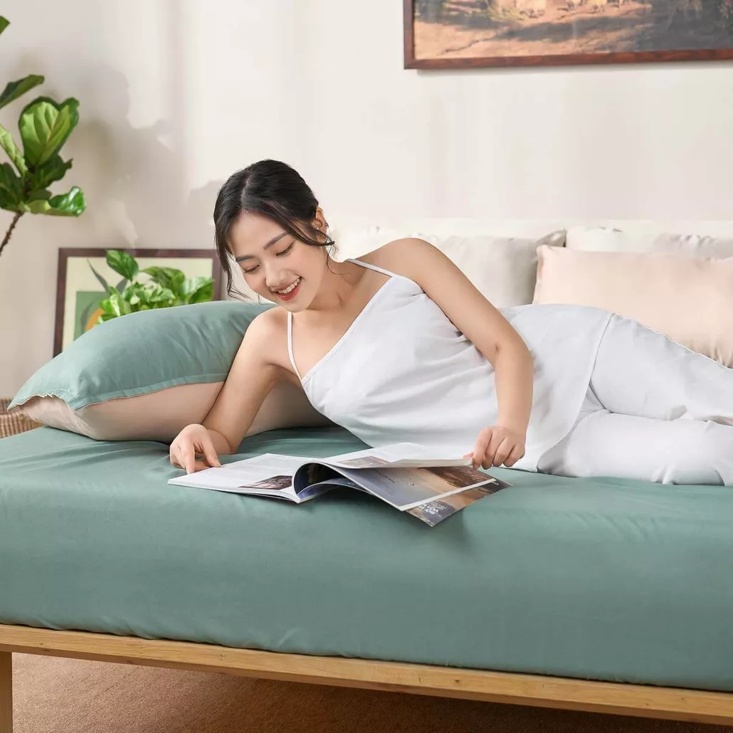 Bộ ga chun micro satin Amando Cozy 3 chi tiết mềm mịn, dịu mát