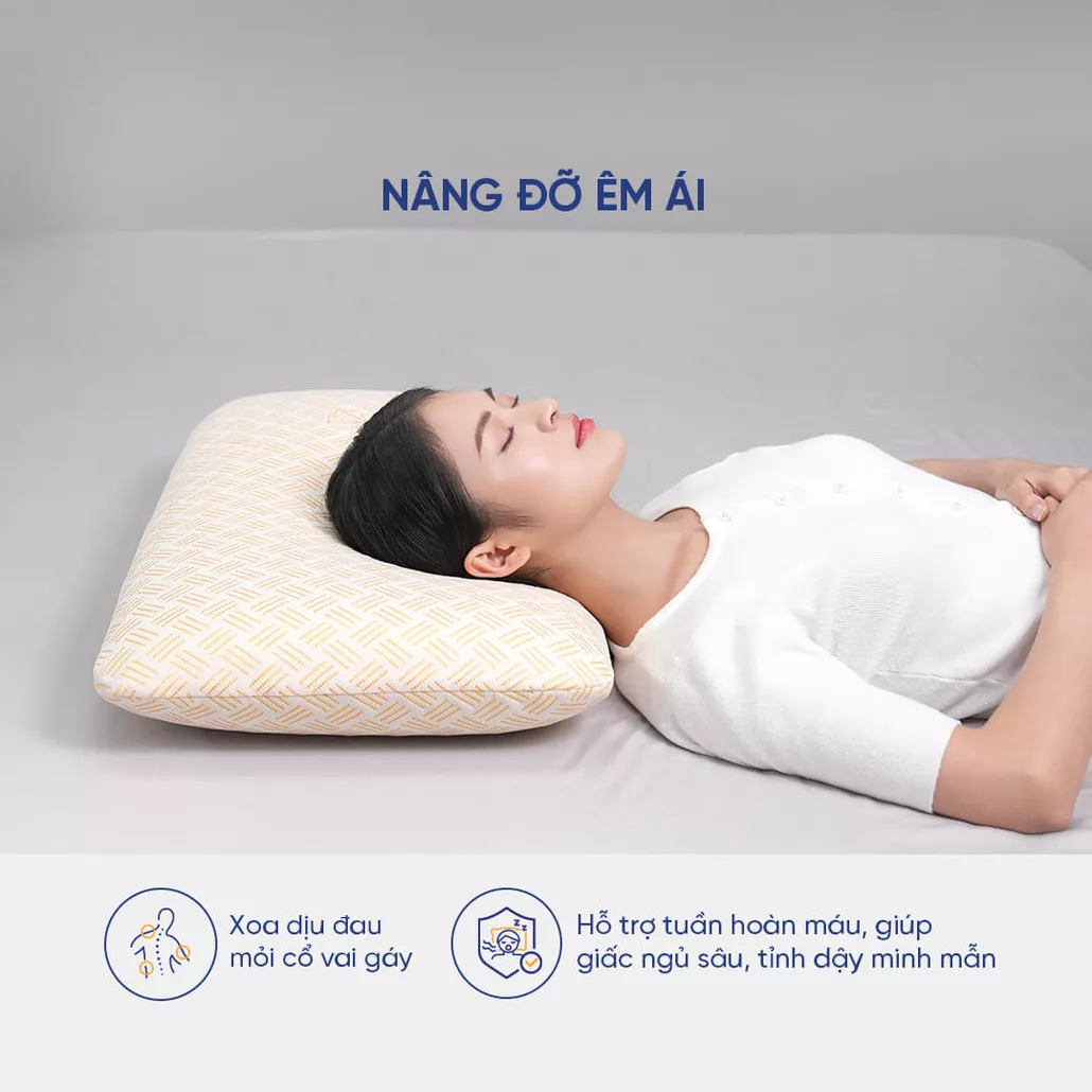 Gối cao su Kim Cương Ovany 100% cao su thiên nhiên, an toàn sức khỏe, thoáng khí