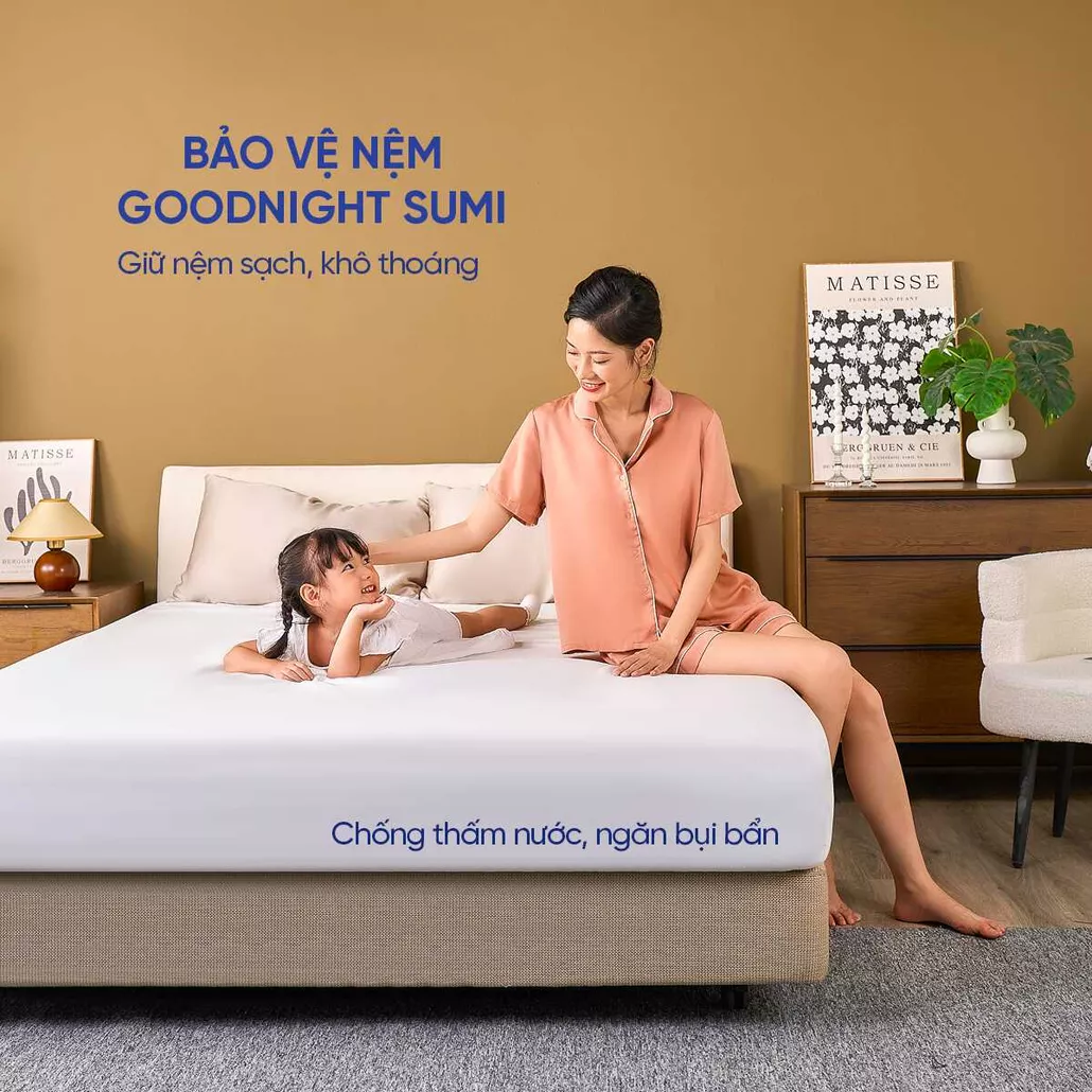 Bảo vệ nệm Goodnight Sumi chống thấm, mềm mại