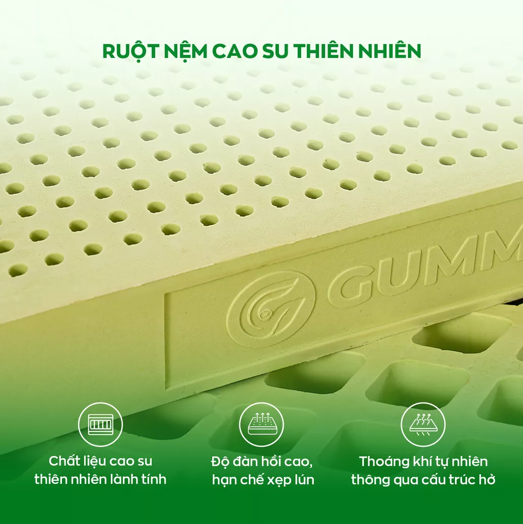 Nệm cao su 100% thiên nhiên đàn hồi nâng đỡ cơ thể