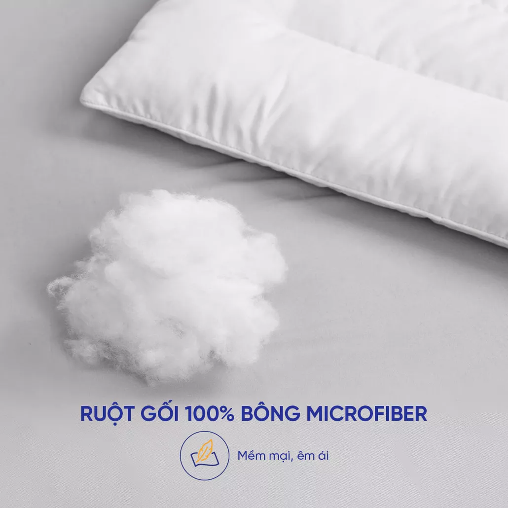 Gối Bông Doona Microfiber êm ái, kháng khuẩn, thoáng khí