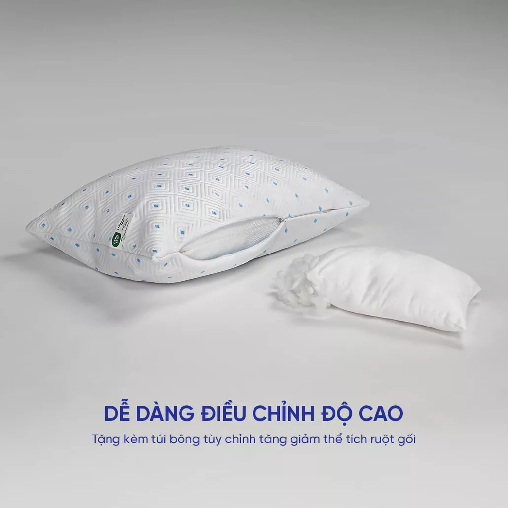 Gối lông vũ nhân tạo cao cấp tùy chỉnh độ cao Amando Coolflex