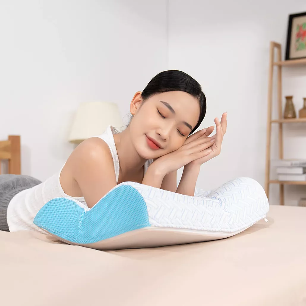 Gối memory foam công thái học Comfy Nami làm mát, ôm sát đường cong cổ vai gáy