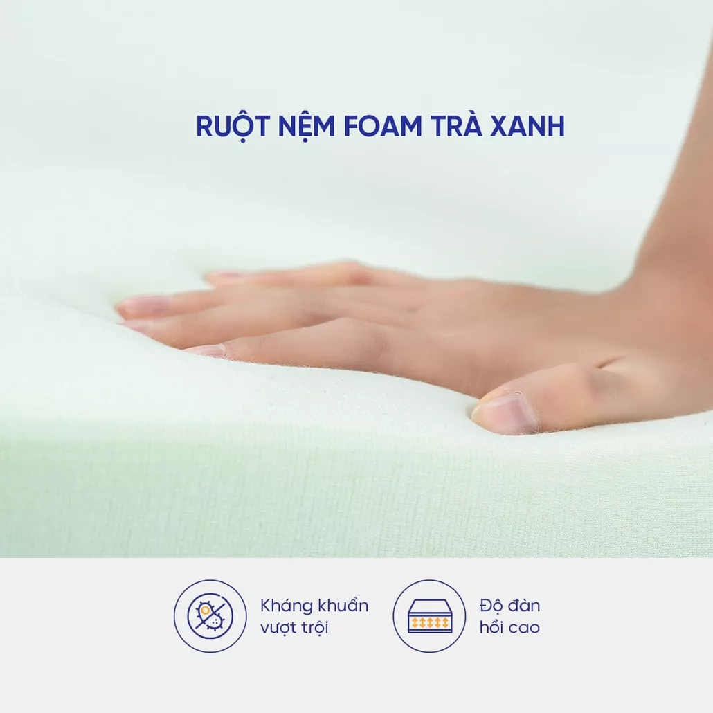 Nệm foam Goodnight Galaxy trà xanh kháng khuẩn đàn hồi cao