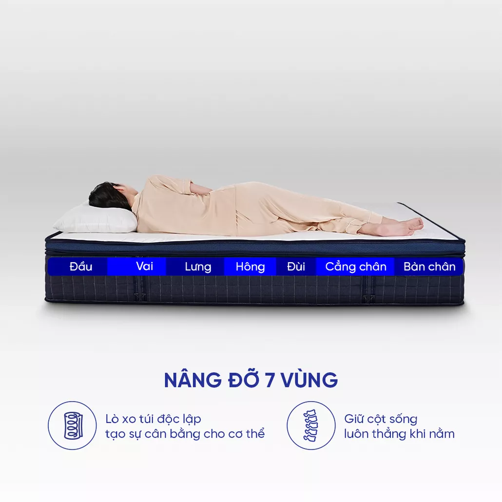 Nệm lò xo Amando Innovation đàn hồi cao, nâng đỡ 7 vùng cơ thể