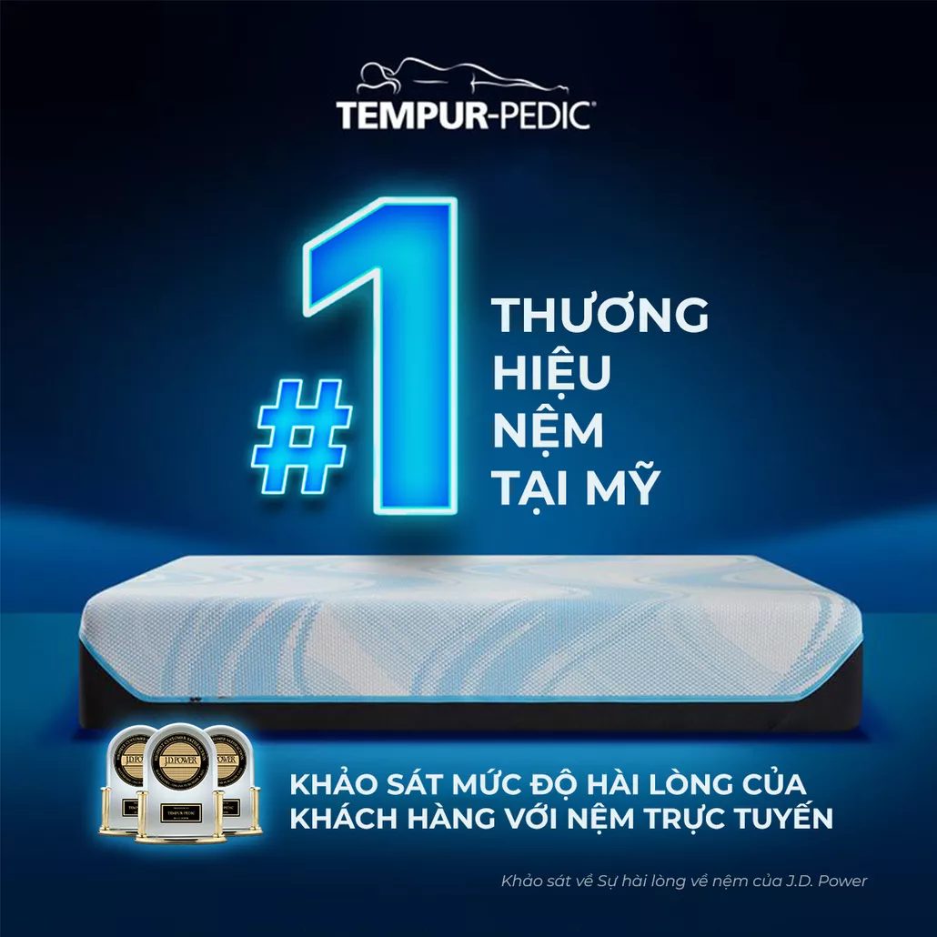 nệm foam Tempur Pro Plus Medium Firm cách ly chuyển động, dễ vệ sinh, đạt tiêu chuẩn quốc tế