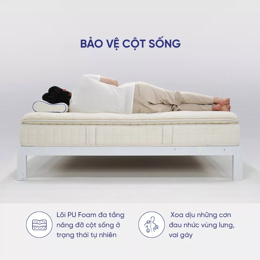 bảo vệ cột sống lõi PU foam đa tầng nâng đỡ cột sống ở trạng thái tự nhiên xoa dịu những cơn đau nhức vùng lưng vai gáy