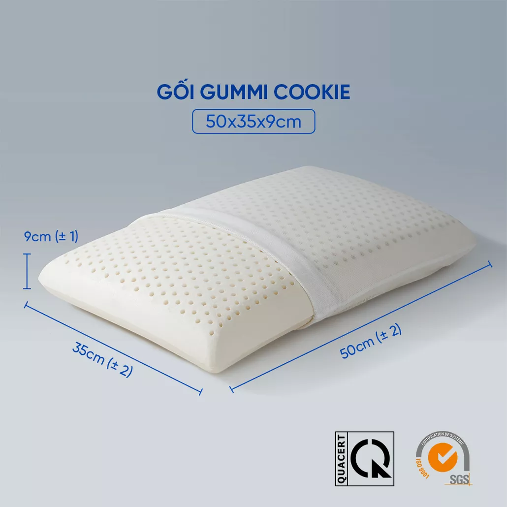 Gối cao su 100% thiên nhiên nâng đỡ cổ vai gáy Gummi Cookie