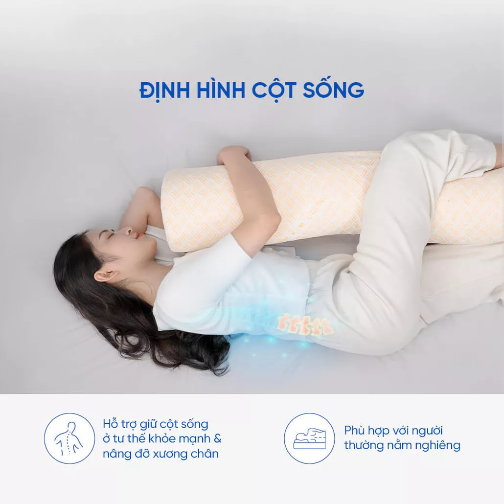 Gối ôm cao su Kim Cương Honey 100% cao su thiên nhiên, êm ái, thoáng khí