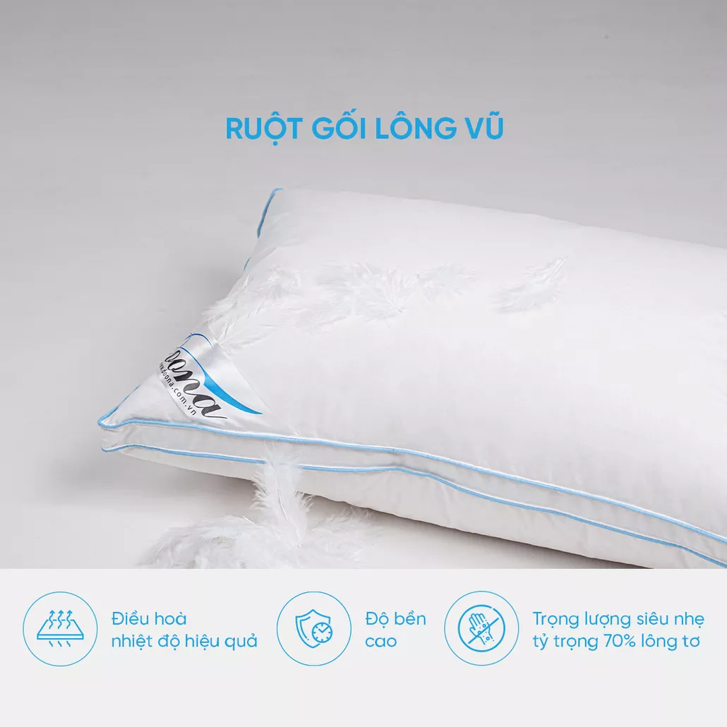 Gối lông vũ cao cấp Doona Sandwich êm ái, thoáng khí, kháng khuẩn cao