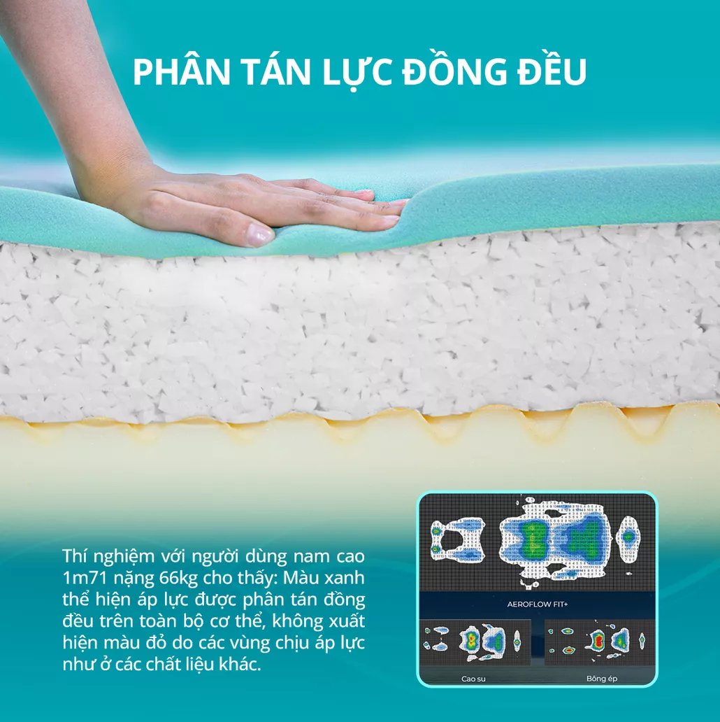Công nghệ Mixel cube độc quyền nâng đỡ toàn bộ cơ thể 
