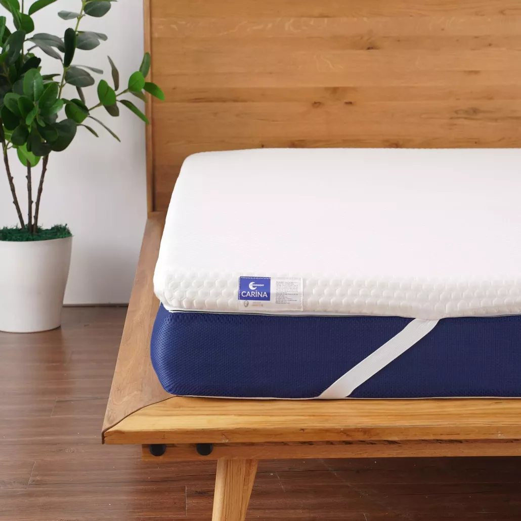 Topper memory foam Goodnight Carina tinh chất trà xanh êm ái, kháng khuẩn, chống trượt