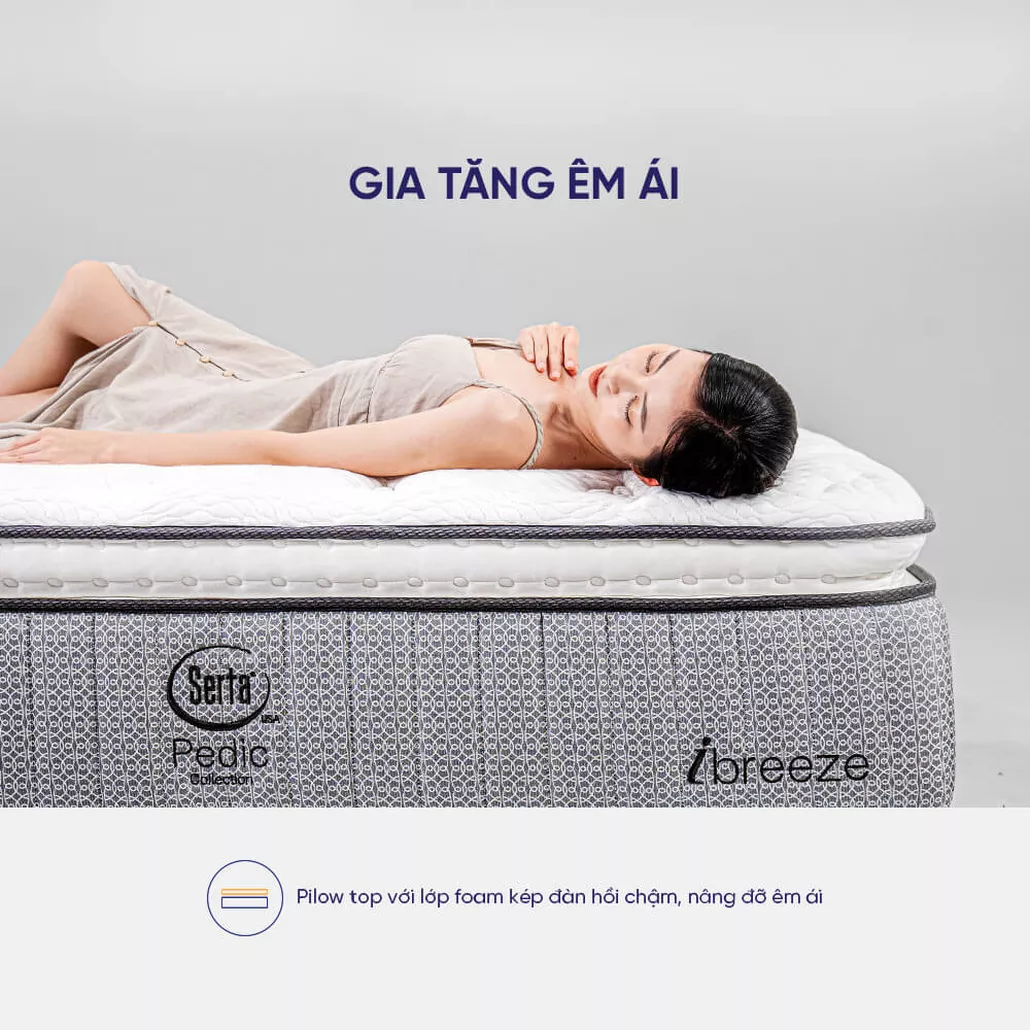 Nệm lò xo Serta Pedic iBreeze cao cấp làm mát linh hoạt