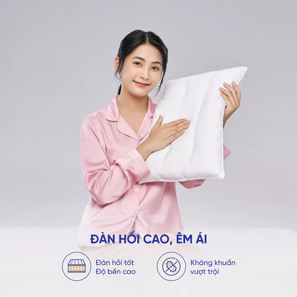 Gối Bông Doona Microfiber êm ái, kháng khuẩn, thoáng khí