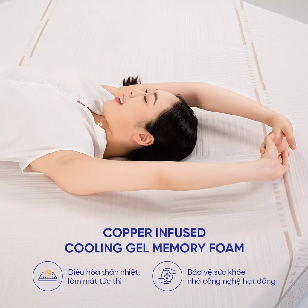 Nệm foam cao cấp kháng khuẩn kép Comfy Lux 1.0 đàn hồi cao, làm mát
