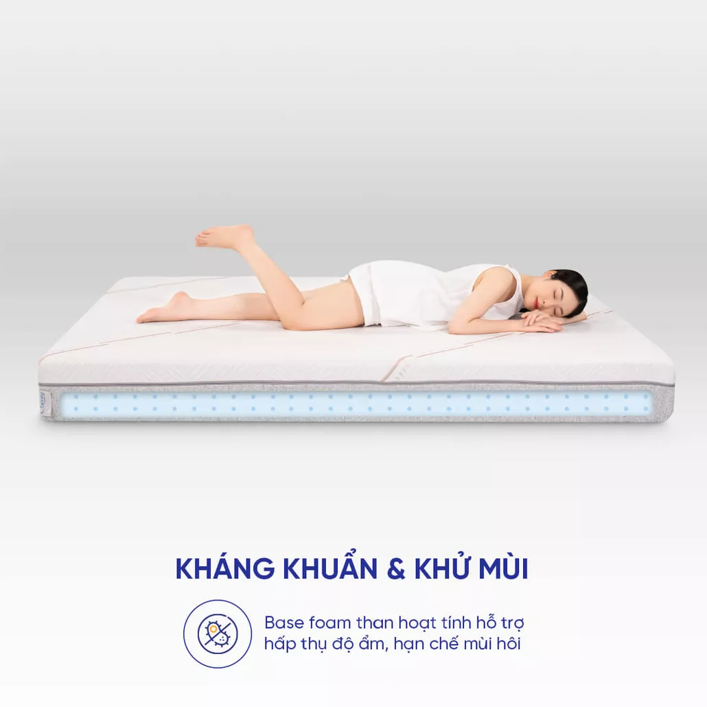 Nệm foam cao cấp kháng khuẩn kép Comfy Lux 1.0 đàn hồi cao, làm mát