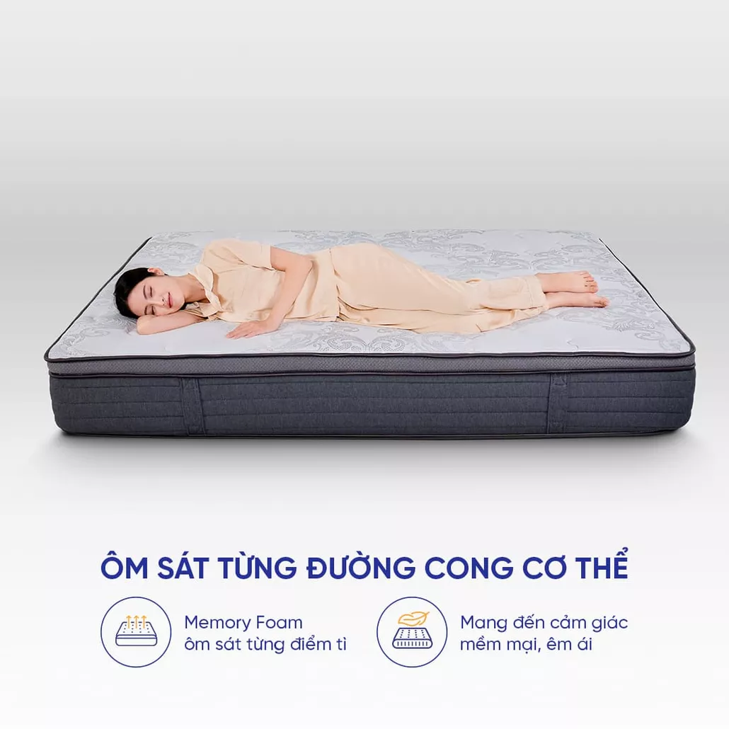 nệm lò xo túi độc lập Amando Elite Grand đàn hồi tốt, nâng đỡ trọn vẹn, thoáng khí