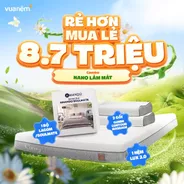 Combo Nano làm mát: 1 Đệm Lux 2.0, 1 Bộ ga Lagom/Soulmate, 2 gối cao su