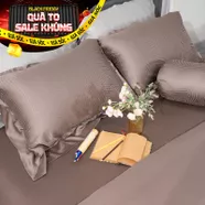 Bộ chăn ga Lụa tencel cao cấp Amando Lagom 5 chi tiết Màu Nâu