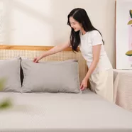 Bộ ga chun polyester gấm Amando Ellie đơn sắc 4 chi tiết Màu Xám