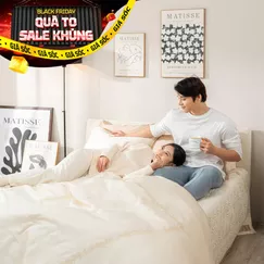 Bộ Chăn ga lụa tencel cao cấp Amando Soulmate 7 chi tiết màu Kem