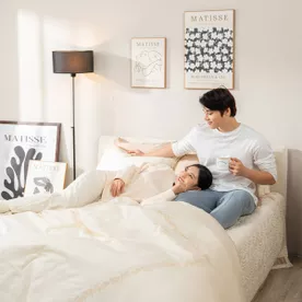 Bộ Chăn ga lụa tencel cao cấp Amando Soulmate 7 chi tiết màu Kem