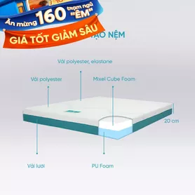 Nệm foam Nhật Bản Aeroflow Wave massage toàn diện dày 20cm