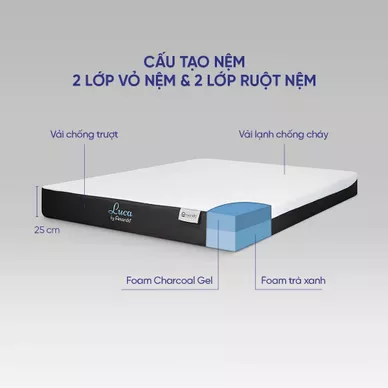 Nệm foam Amando Luca làm mát dày 25cm - Ảnh 5