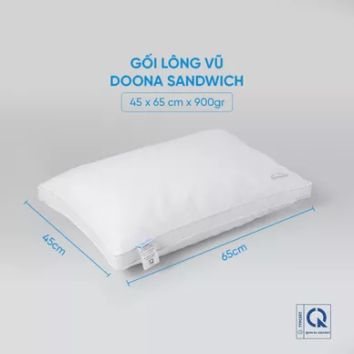 Gối lông vũ Doona Sandwich cao cấp kháng khuẩn - Ảnh 2