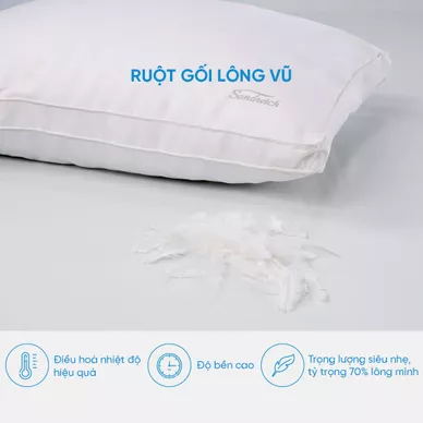 Gối lông vũ Doona Sandwich cao cấp kháng khuẩn - Ảnh 4