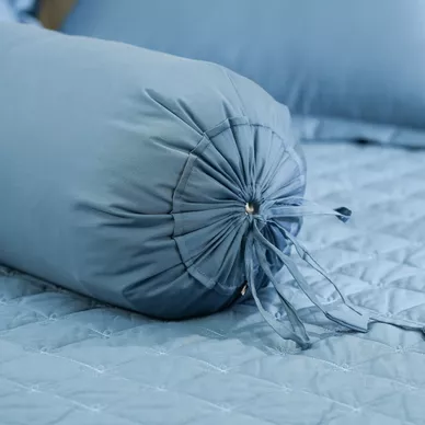 Bộ ga chun chăn chần Amando thêu cotton satin màu xanh - Ảnh 8