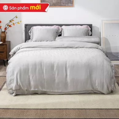 Bộ chăn ga Lụa tencel cao cấp Amando Lagom 5 chi tiết Màu Xám - Ảnh 6