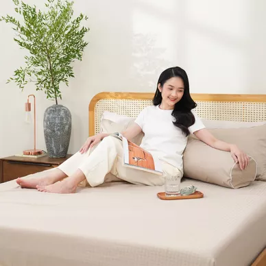 Bộ ga chun polyester gấm Amando Ellie đơn sắc 4 chi tiết Màu Be - Ảnh 2