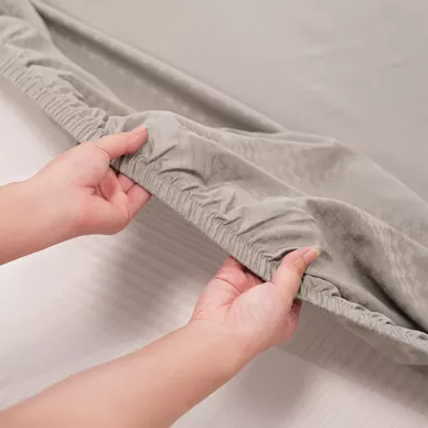Bộ ga chun polyester gấm Amando Ellie đơn sắc 4 chi tiết Màu Xám - Ảnh 9