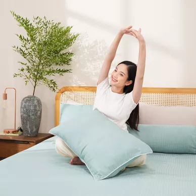 Bộ ga chun polyester gấm Amando Ellie đơn sắc 4 chi tiết Màu Xanh ngọc - Ảnh 8