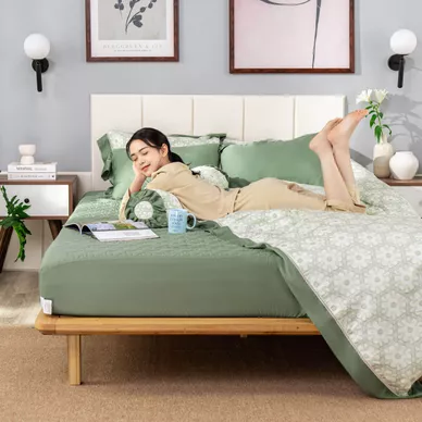 Bộ chăn ga chun sợi gỗ thiên nhiên Amando Jamila 5 chi tiết - Thumbnail