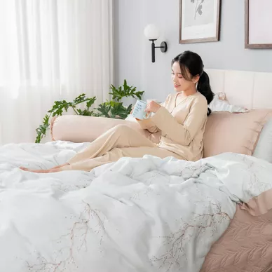 Bộ chăn ga phủ sợi gỗ thiên nhiên Amando Jamila 5 chi tiết LC001 - Thumbnail