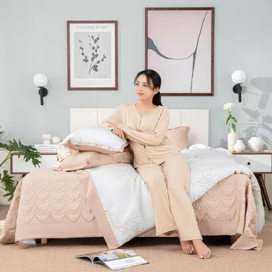 Bộ chăn ga phủ sợi gỗ thiên nhiên Amando Jamila 5 chi tiết LC001 - Ảnh 13