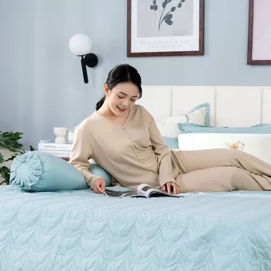 Bộ chăn ga phủ sợi gỗ thiên nhiên Amando Jamila 5 chi tiết LC002 - Ảnh 11