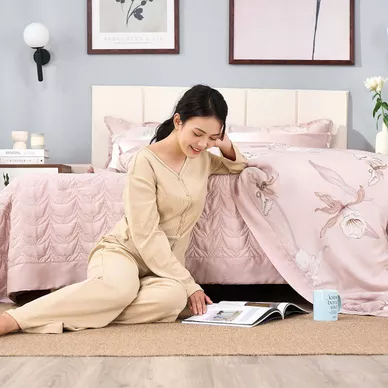 Bộ chăn ga phủ sợi gỗ thiên nhiên Amando Jamila 5 chi tiết LC003 - Ảnh 10