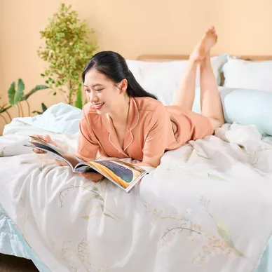 Bộ chăn ga phủ sợi gỗ thiên nhiên Amando Jamila 5 chi tiết LC009 - Ảnh 12