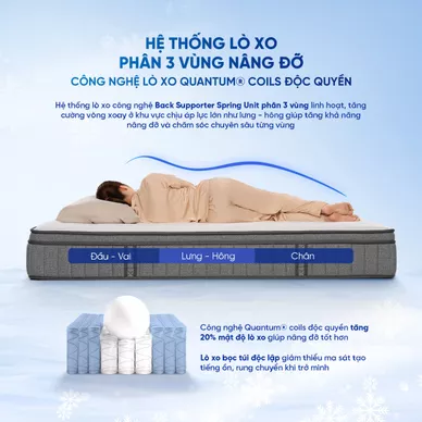 Nệm lò xo Spring Air Back Supporter Firm Cool nâng đỡ làm mát dày 26cm - Ảnh 7