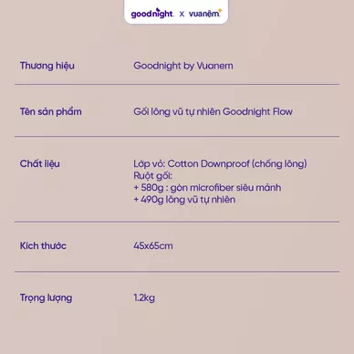 Gối lông vũ tự nhiên Goodnight Flow - Ảnh 11