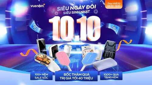 Vua Nệm Sale Tháng 10: 10/10 Siêu Ngày Đôi – Siêu Sinh Nhật