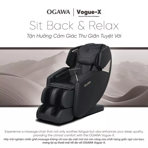 Ghế massage Ogawa Vogue-X giảm đau nhức cơ bắp, giải phóng các điểm căng cơ